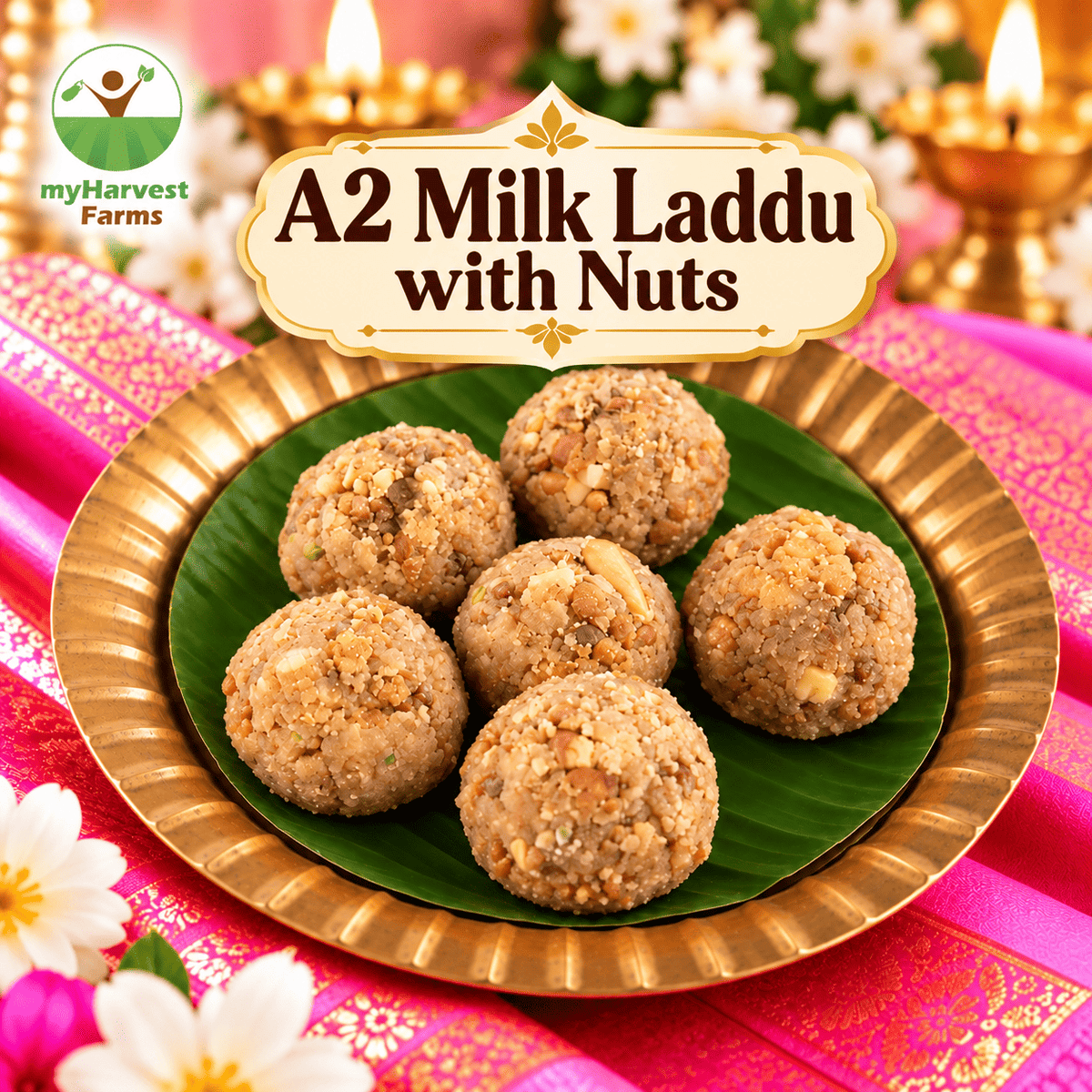 A2 Milk Laddu with Nuts – traditional sweet, myHarvest Farms Chennai