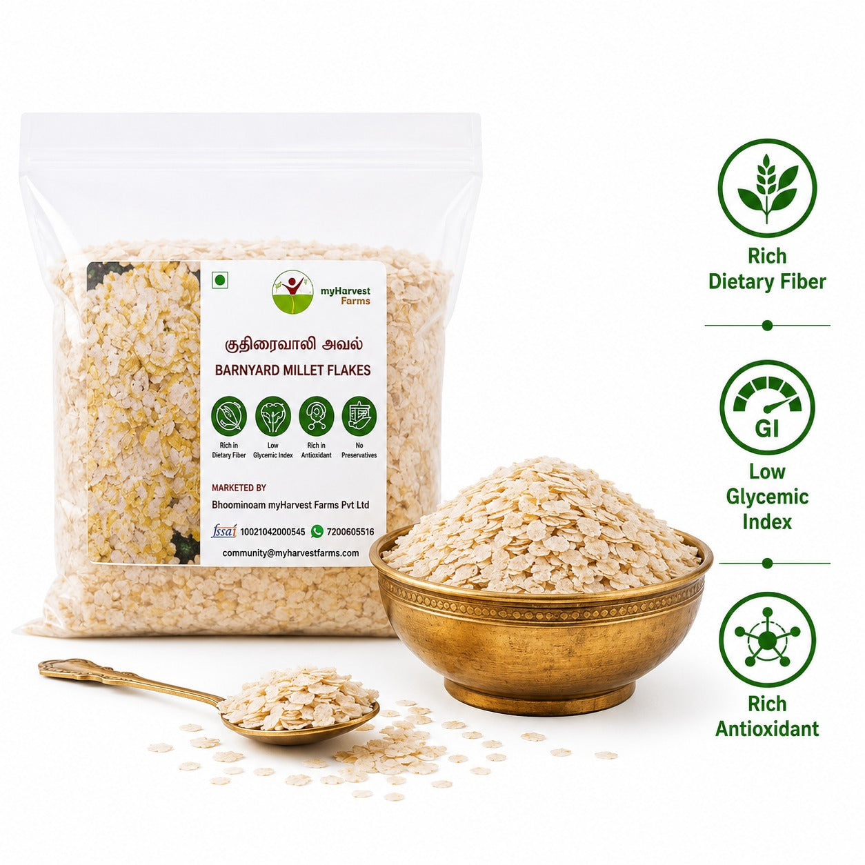 Kuthiraivaali Aval - Barnyard Millet Flakes