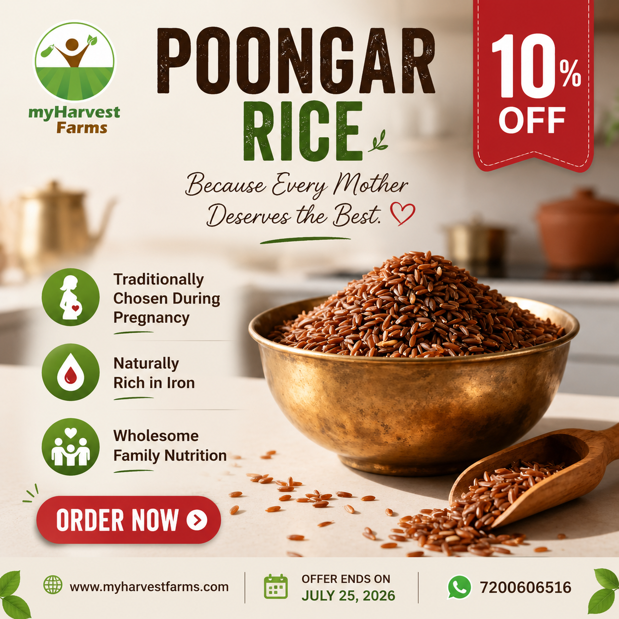 Poongar Rice (Red) - Raw